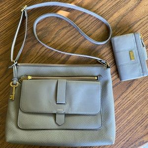 Fossil Kinley Crossbody and wallet Gray